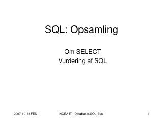 SQL: Opsamling
