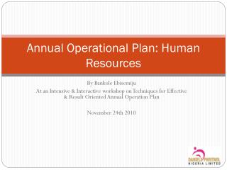 Annual Operational Plan: Human Resources