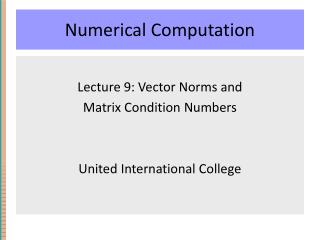 Numerical Computation