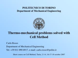 POLITECNICO DI TORINO Department of Mechanical Engineering