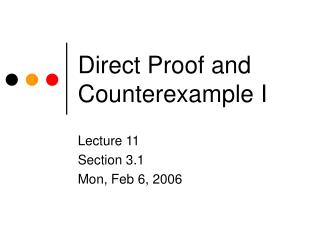Direct Proof and Counterexample I