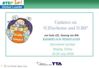 Updates on H.IDscheme and H.IRP