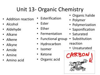 Unit 13- Organic Chemistry