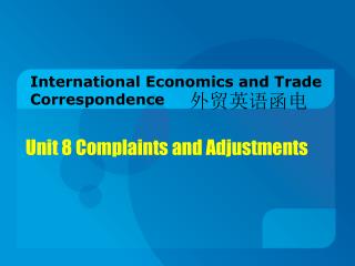 International Economics and Trade Correspondence
