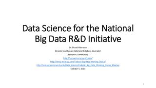 Data Science for the National Big Data R&amp;D Initiative