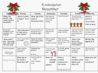 K indergarten December