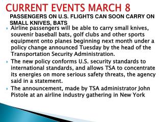 CURRENT EVENTS MARCH 8
