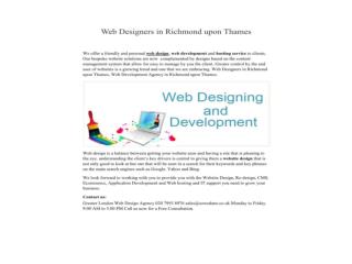 Web Designers in Richmond upon Thames