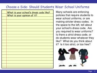Choose a Side: Should Students Wear School Uniforms