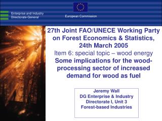 Jeremy Wall DG Enterprise &amp; Industry Directorate I, Unit 3 Forest-based Industries