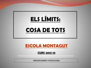 ESCOLA MONTAGUT CURS 2012-13 DEPARTAMENT PSICOLOGIA