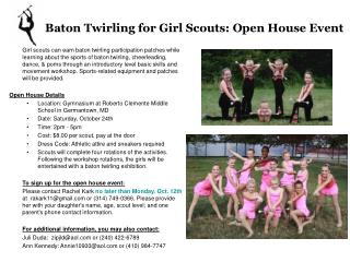 Baton Twirling for Girl Scouts: Open House Event