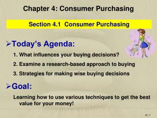 Chapter 4 : Consumer Purchasing