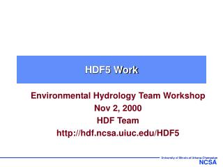 HDF5 Work
