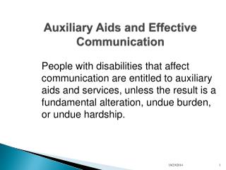 Auxiliary Aids and Effective Communication