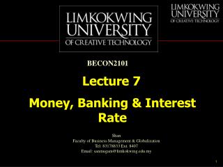 Money, Banking &amp; Interest Rate