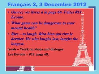 Français 2, 3 Decembre 2012