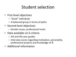 Student selection
