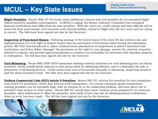 MCUL – Key State Issues