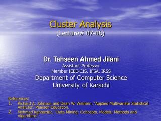 Cluster Analysis (Lecture# 07-08)