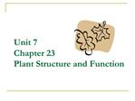 Unit 7 Chapter 23 Plant Structure and Function