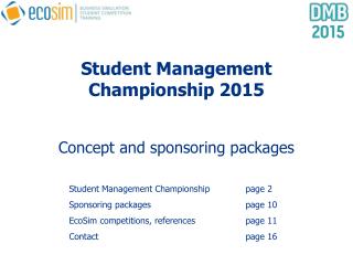 Student Management Championship 2015 Concept and sponsoring packages