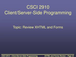CSCI 2910 Client/Server-Side Programming