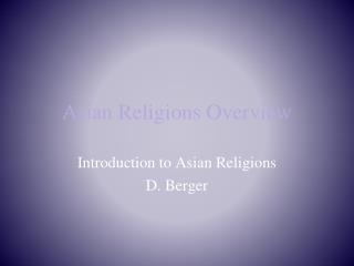 Asian Religions Overview
