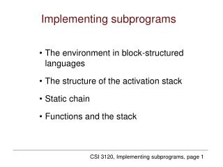Implementing subprograms