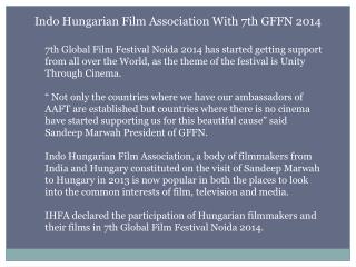 Indo Hungarian Film Association With 7th GFFN 2014