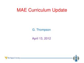 MAE Curriculum Update