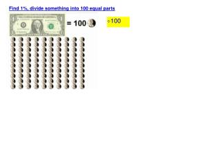 Find 1%, divide something into 100 equal parts