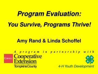 Program Evaluation: You Survive, Programs Thrive! Amy Rand &amp; Linda Schoffel