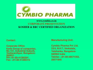 Cymbio Pharma Pvt Ltd corporate presentation