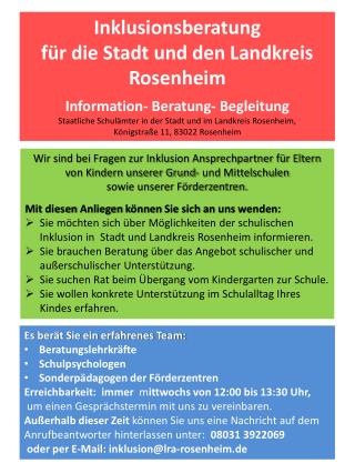 Inklusionsberatung für die Stadt und den Landkreis Rosenheim Information- Beratung- Begleitung