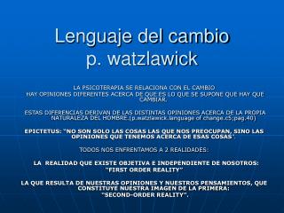 Lenguaje del cambio p. watzlawick