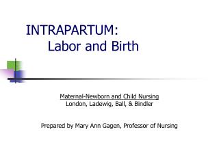 PPT - INTRAPARTUM CARE PowerPoint Presentation - ID:3266098