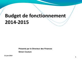 Budget de fonctionnement 2014-2015