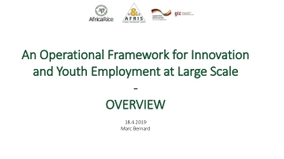 An Operational Framework for Innovation and Youth Employment at Large Scale - OVERVIEW 18.4.2019