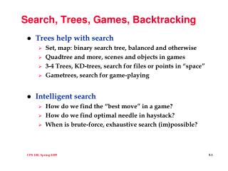 Search, Trees, Games, Backtracking