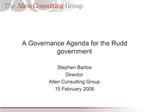 A Governance Agenda for the Rudd government