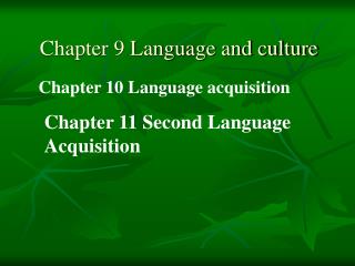 Chapter 9 Language and culture