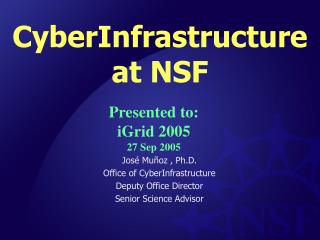 CyberInfrastructure at NSF