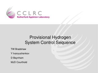 Provisional Hydrogen System Control Sequence