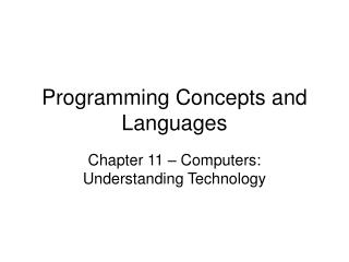 Programming Concepts and Languages