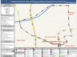 Disaster Prevention Map of Zhongying Village, Xiaying District, Tainan City