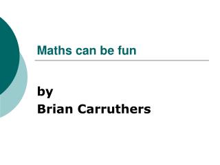 Maths can be fun