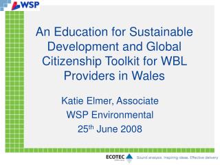 An Education for Sustainable Development and Global Citizenship Toolkit for WBL Providers in Wales