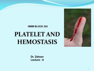 PLATELET AND HEMOSTASIS Dr. Zahoor Lecture - 6
