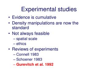 Experimental studies
